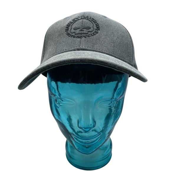 Willie G Skull Fitted Baseball Cap Harley Davidson Gray‎ Black Emblem unisex - Picture 2 of 7